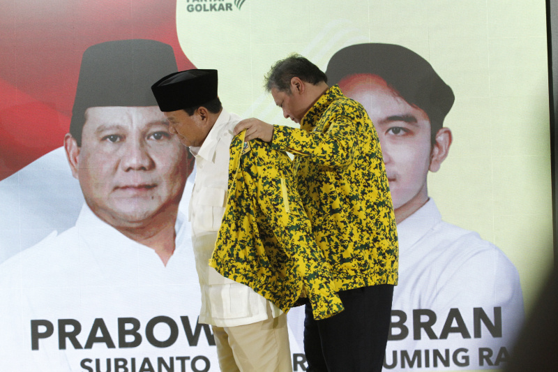 Bacapres Prabowo Subianto memghadiri Rapimnas Partai Golkar (Ashar/SinPo.id)