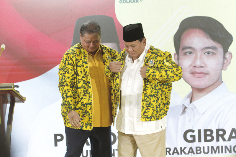 Bacapres Prabowo Subianto memghadiri Rapimnas Partai Golkar (Ashar/SinPo.id)