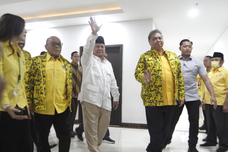 Bacapres Prabowo Subianto memghadiri Rapimnas Partai Golkar (Ashar/SinPo.id)