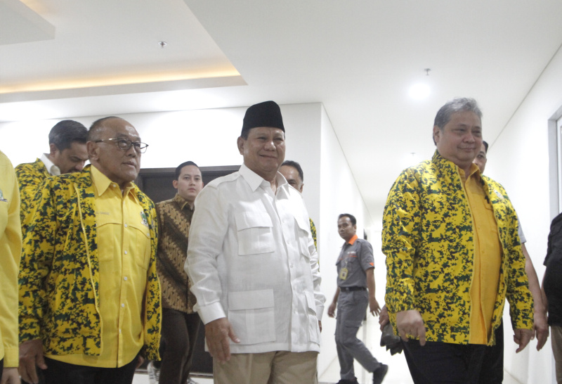 Bacapres Prabowo Subianto memghadiri Rapimnas Partai Golkar (Ashar/SinPo.id)