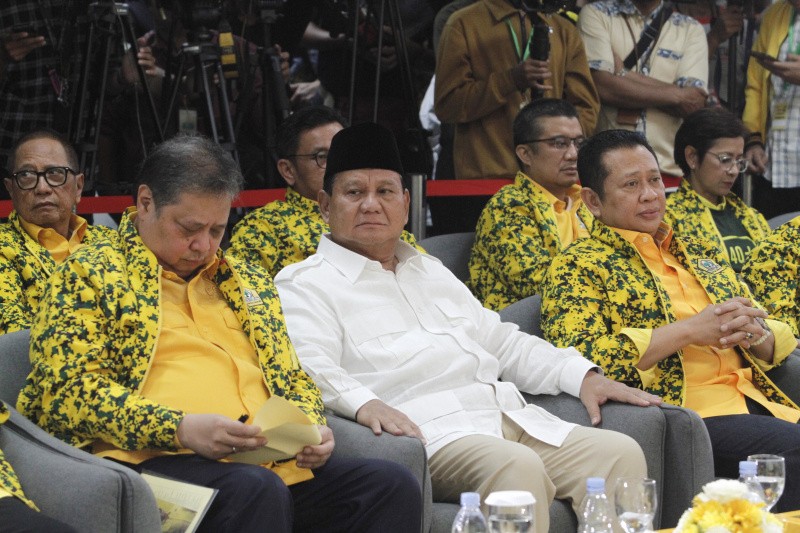 Bacapres Prabowo Subianto memghadiri Rapimnas Partai Golkar (Ashar/SinPo.id)