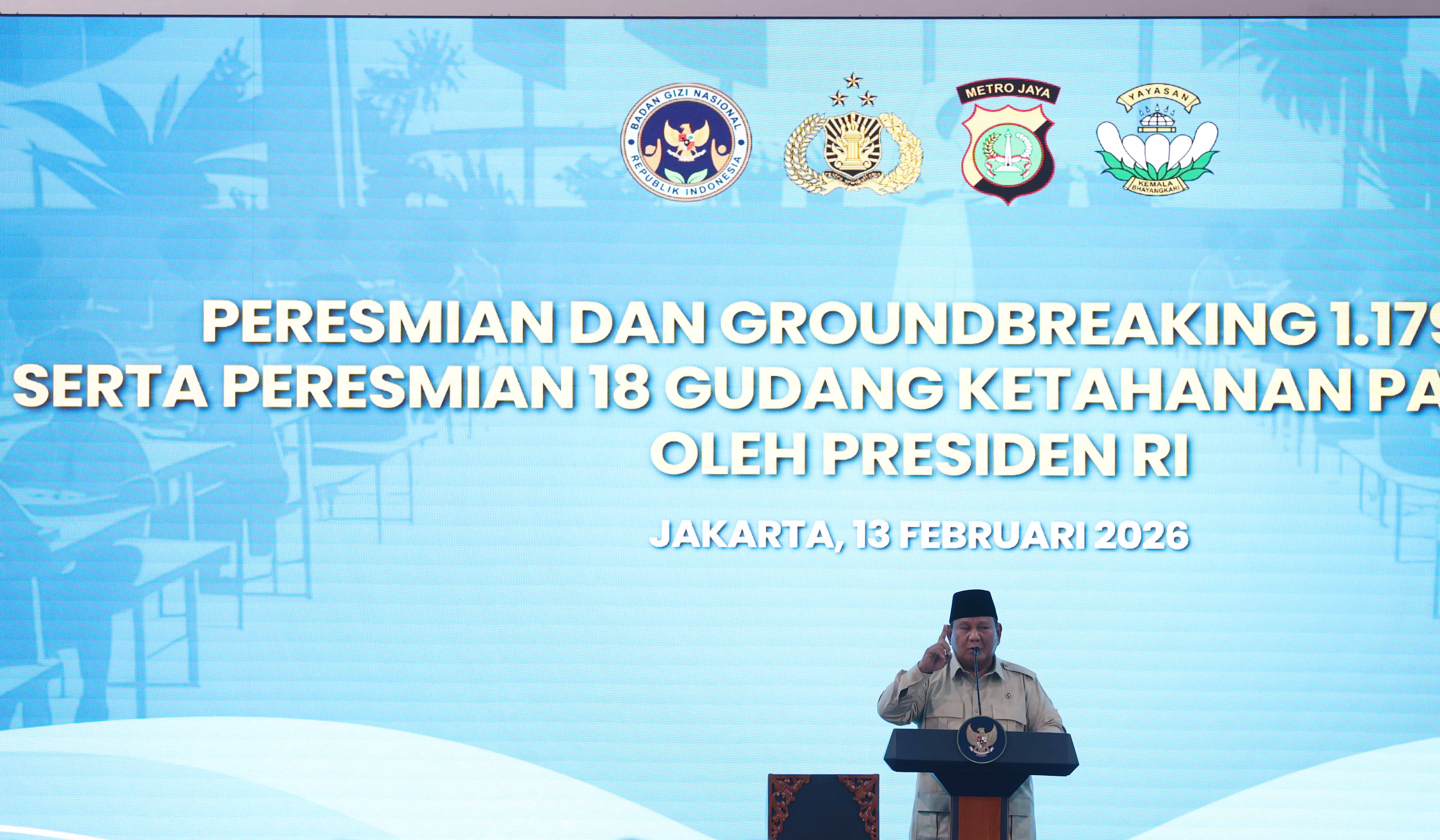 Prabowo resmikan 1.179 SPP dan gudang ketahanan pangan polri. (Agus Priatna/SinPo.id)