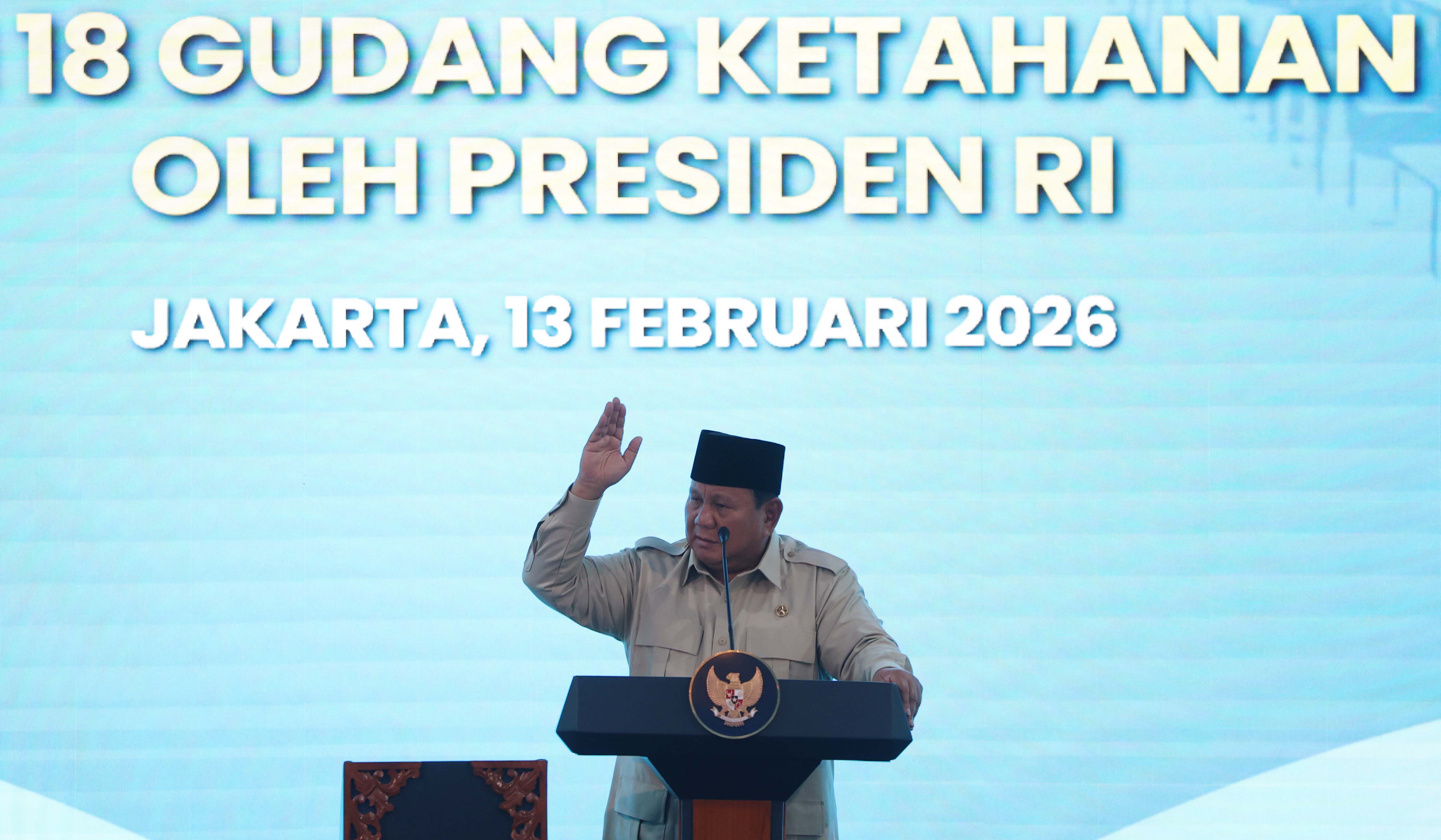 Prabowo resmikan 1.179 SPP dan gudang ketahanan pangan polri. (Agus Priatna/SinPo.id)