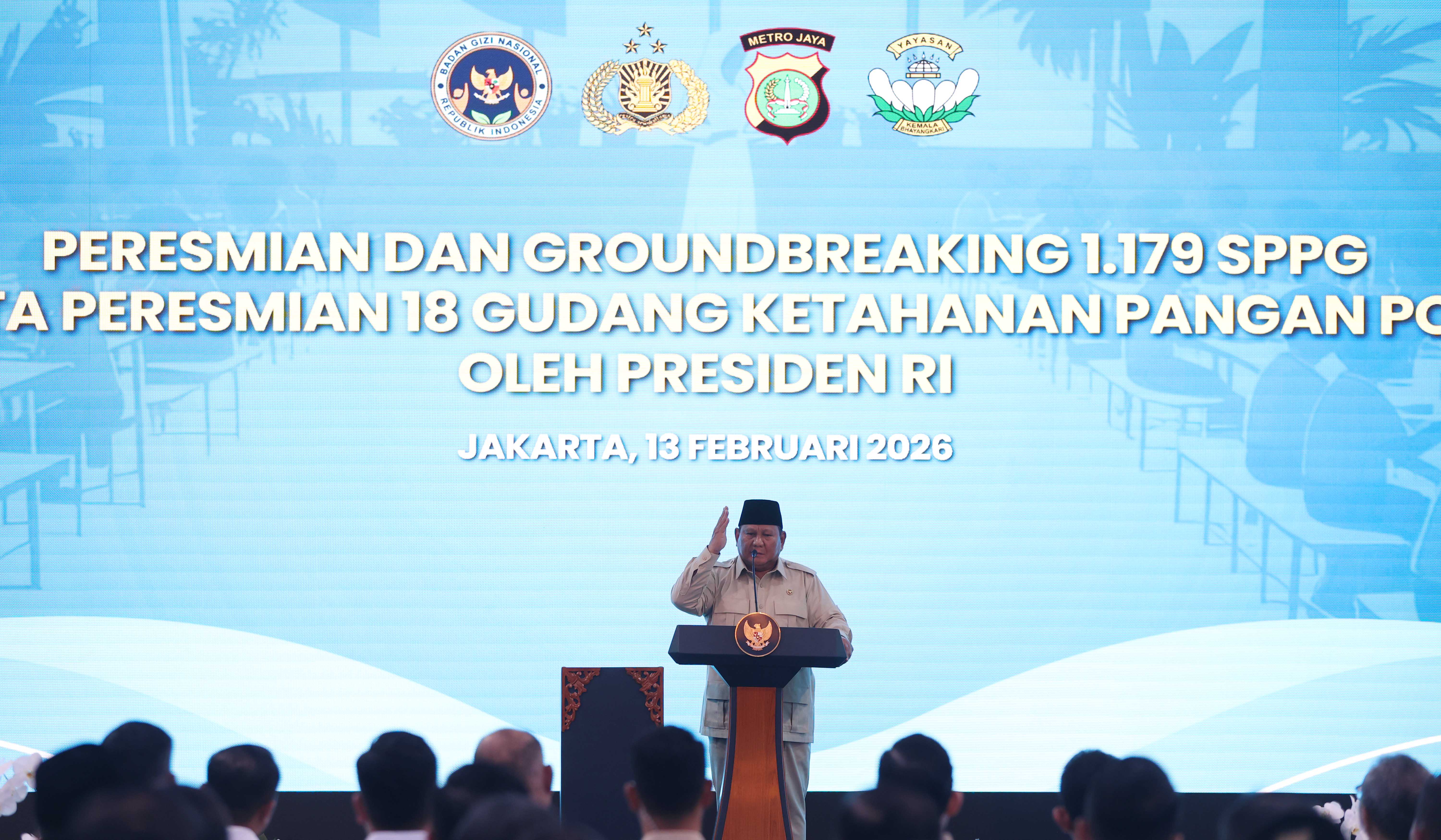 Prabowo resmikan 1.179 SPP dan gudang ketahanan pangan polri. (Agus Priatna/SinPo.id)