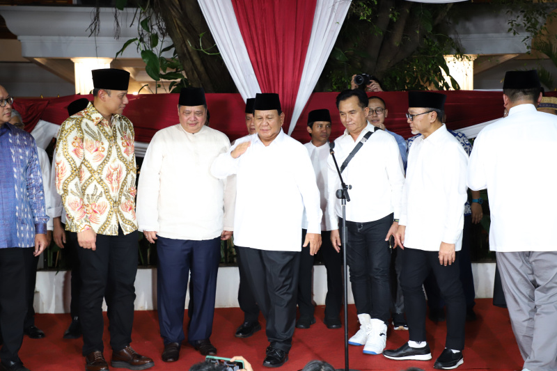 Prabowo Subianto sampaikan pidato kemenangan usai pengumuman resmi Pilres 2024 oleh KPU RI (Ashar/SinPo.id)