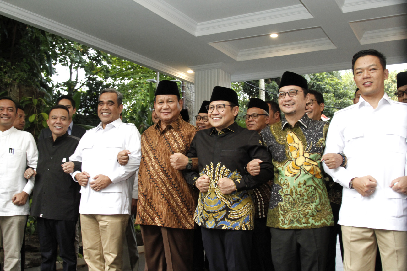 Ketua Umum Partai Gerindra Prabowo Subianto menerima kunjungan Ketua Umum PKB Cak Imin di Kertanegara membahas koalisi besar jelang menghadapi Pemilu dan Pilpres 2024 (Ashar/SinPo.id)