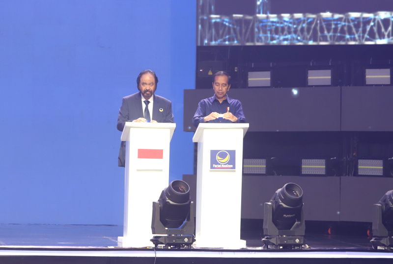 Presiden Jokowi menghadiri kongres NasDem ke III di Jakarta Convention Center (Ashar/SinPo.id)