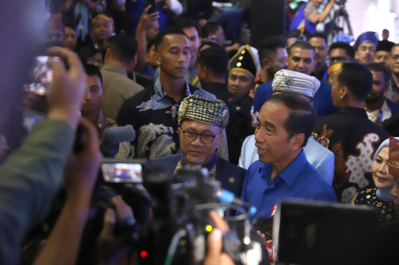 Presiden Jokowi hadiri Kongres PAN ke-6 dan HUT ke-26 di Hotel Kempinski (Ashar/SinPo.id)