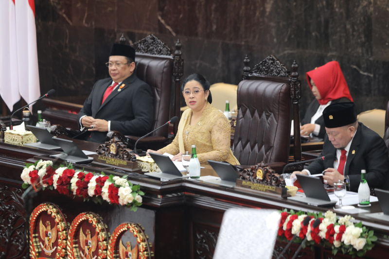 Presiden Jokowi hadir dalam sidang tahunan bersama dan menyampaikan pidato kenegaraan di Gedung Kura-Kura Nusantara (Ashar/SinPo.id)