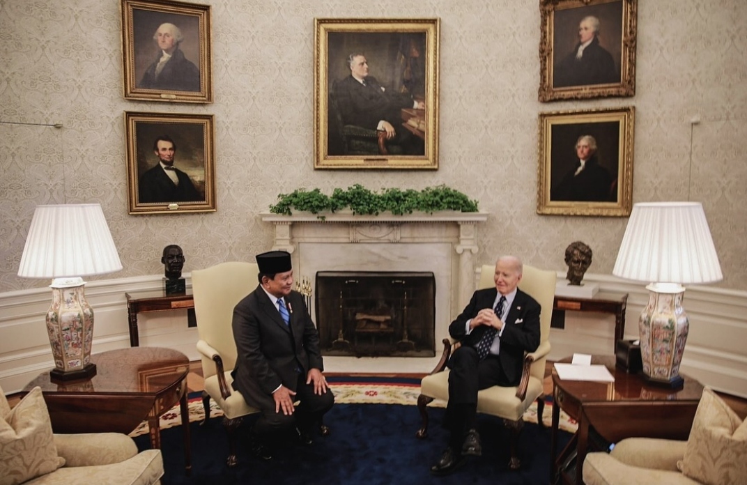 Presiden RI Prabowo Subianto bertemu Presiden AS Joe Biden di White House membahas kerja sama kemitraan strategis (Ashar/Foto:Dok tim media Prabowo/SinPo.id)