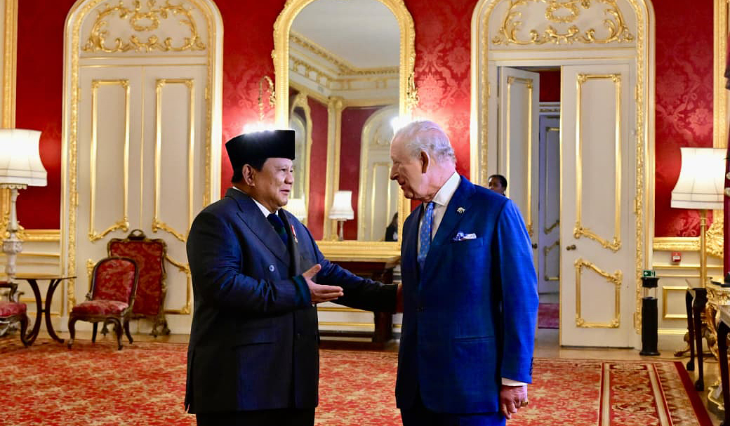Presiden Prabowo, saat bertemu dengan Raja Inggris Charles III. (Agus Priatna/SinPo.id/BPMI Setpres)