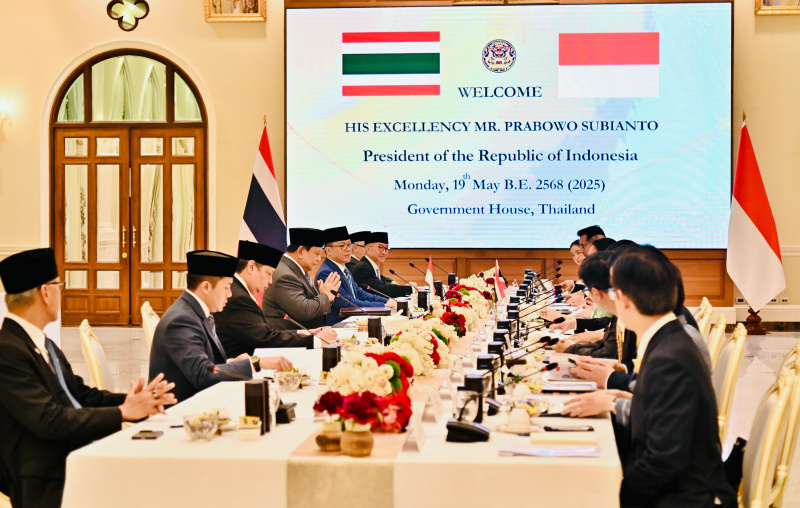 Presiden Prabowo Subianto disambut hangat oleh perdana Menteri Thailand Paetongtarn Shinawatra di Goverment House (Ashar/Foto:Laily-Biro Setpres/SinPo.id)