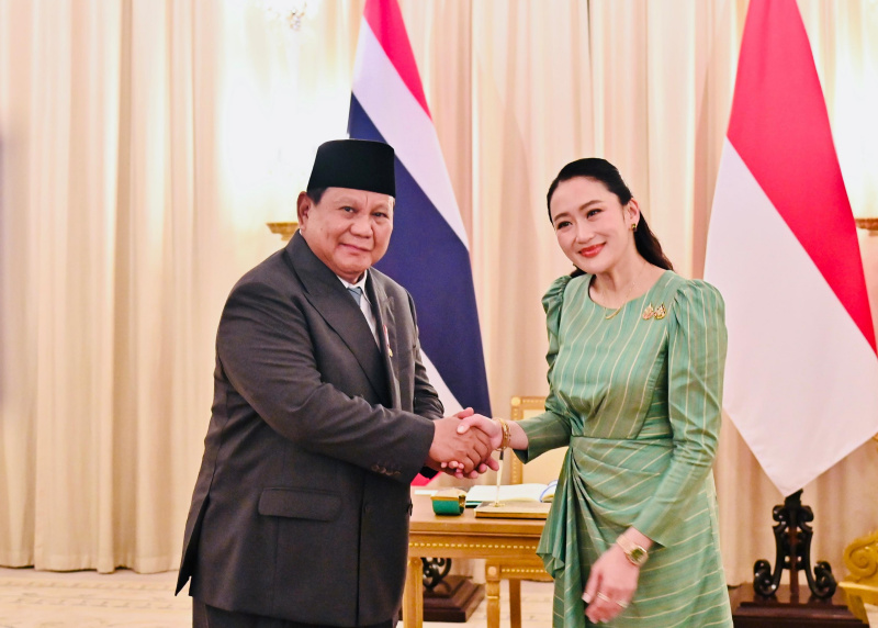 Presiden Prabowo Subianto disambut hangat oleh perdana Menteri Thailand Paetongtarn Shinawatra di Goverment House (Ashar/Foto:Laily-Biro Setpres/SinPo.id)