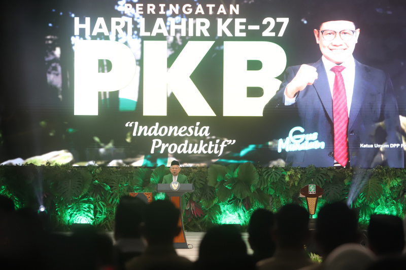 Presiden Prabowo Subianto hadiri Harlah PKB ke-27 di JCC (Ashar/SinPo.id)