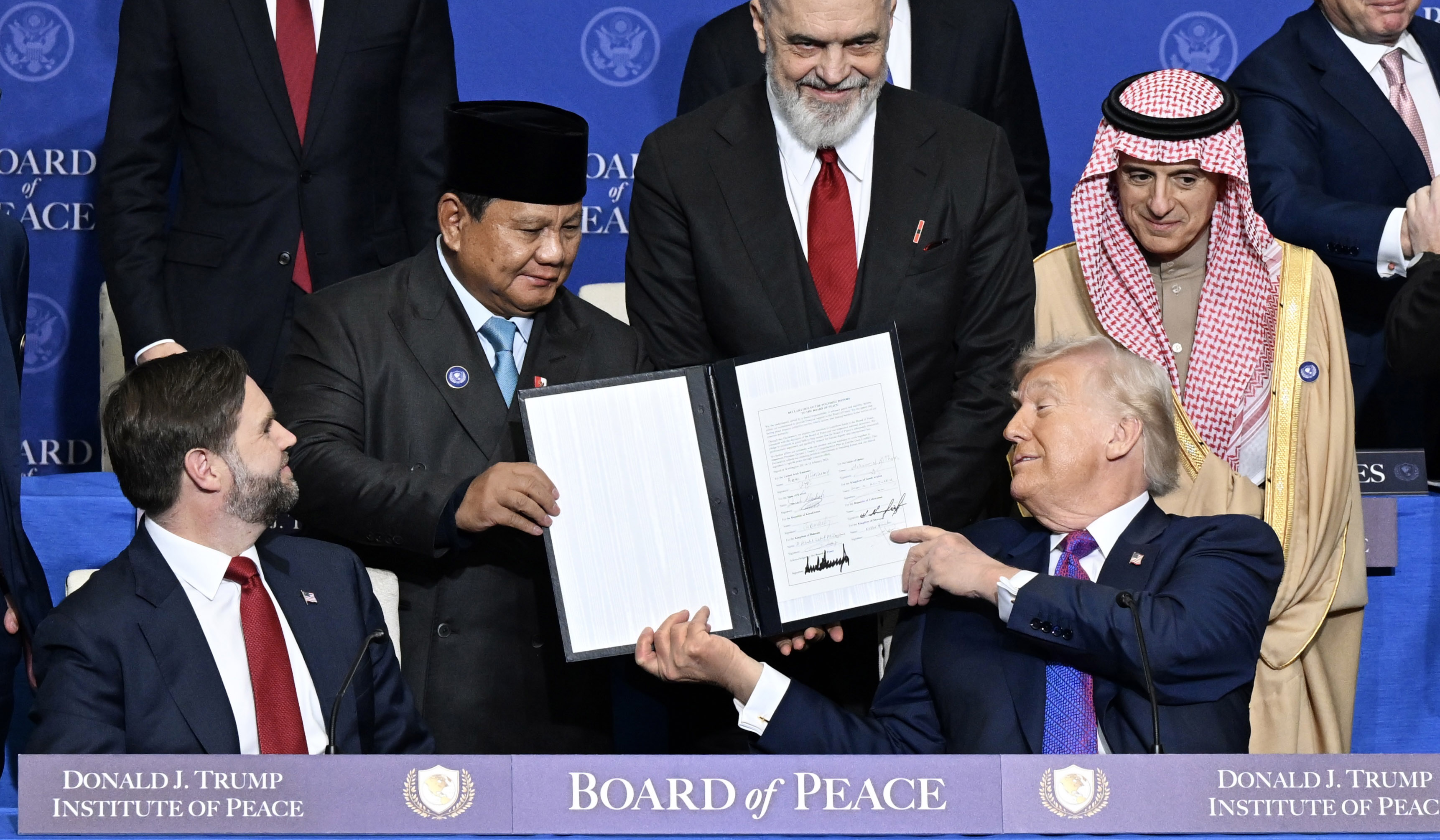 Prabowo hadiri KTT Dewan Perdamaian. (Agus Priatna/SinPo.id/BPMI Setpres)