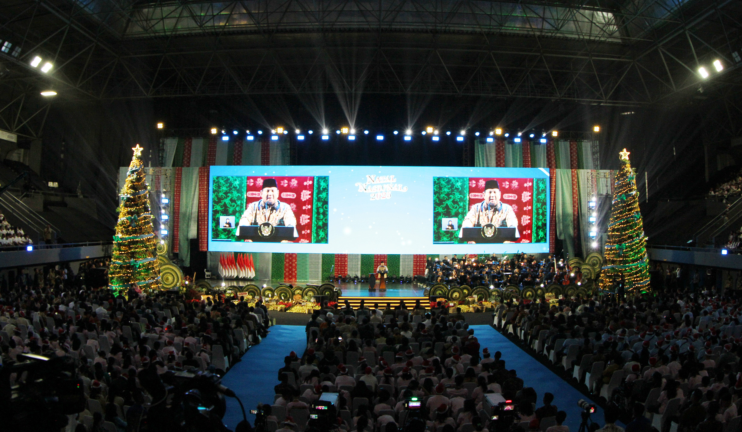 Prabowo hadiri puncak perayaan natal 2025. (Agus Priatna/SinPo.id)