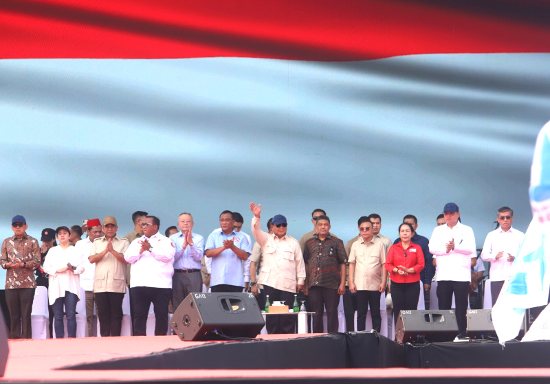 Presiden Prabowo Subianto hadiri peringatan hari buruh Internasional atau may day di monas (Ashar/SinPo.id)
