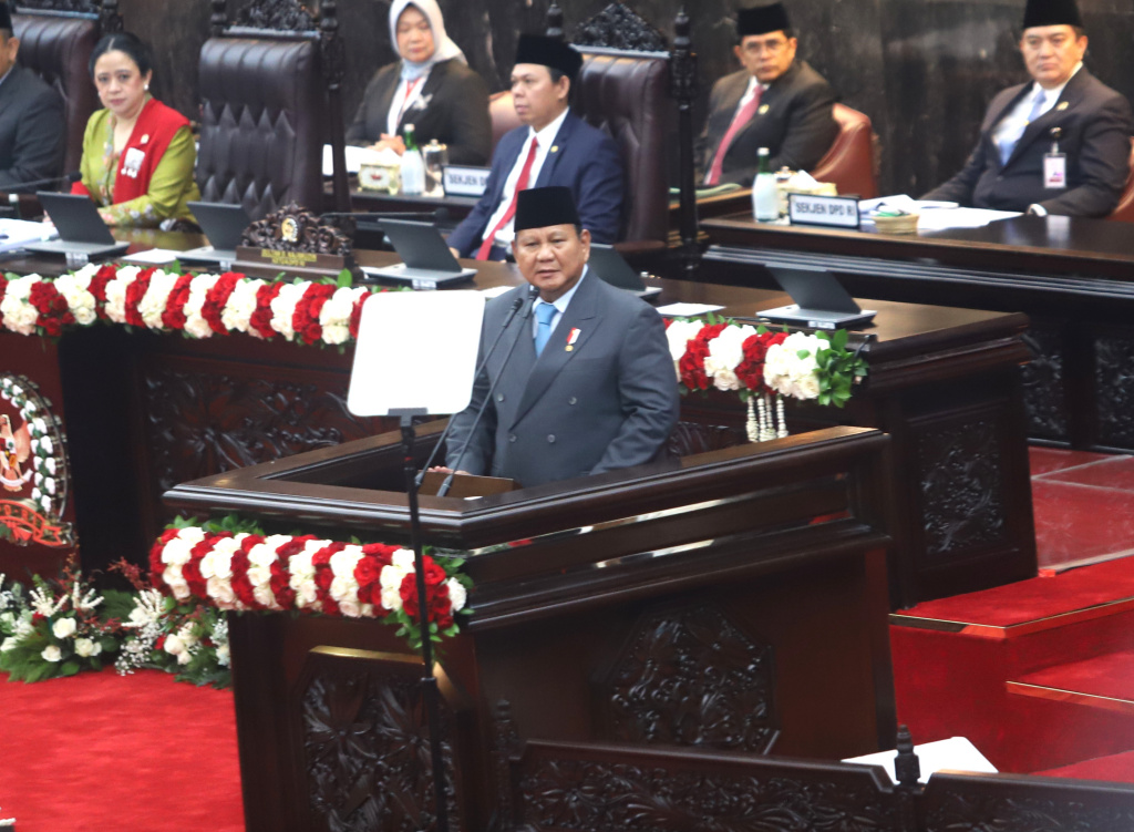 Presiden Prabowo Subianto Hadiri sidang tahunan MPR di Gedung Nusantara (Ashar/SinPo.id)