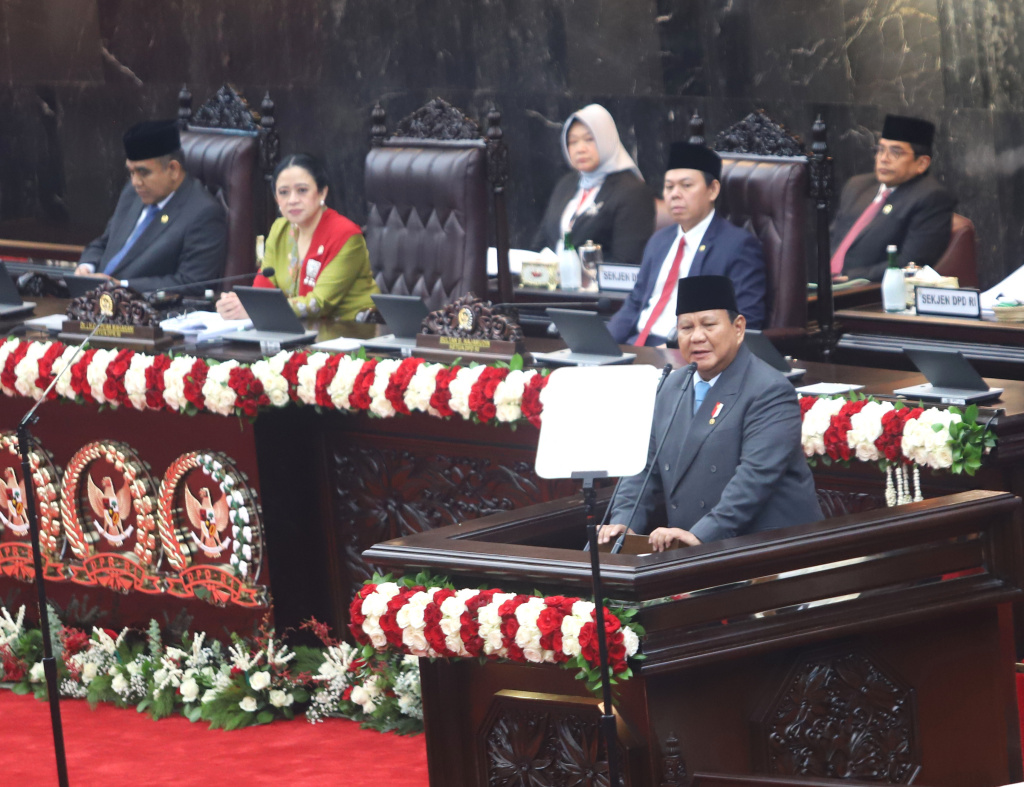 Presiden Prabowo Subianto Hadiri sidang tahunan MPR di Gedung Nusantara (Ashar/SinPo.id)