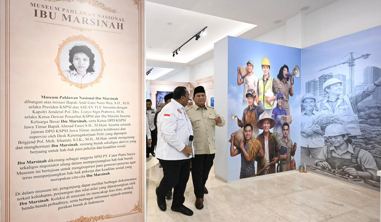 Prabowo resmikan museum ibu Marsinah. (Agus Priatna/BPMI Setpres/SinPo.id)
