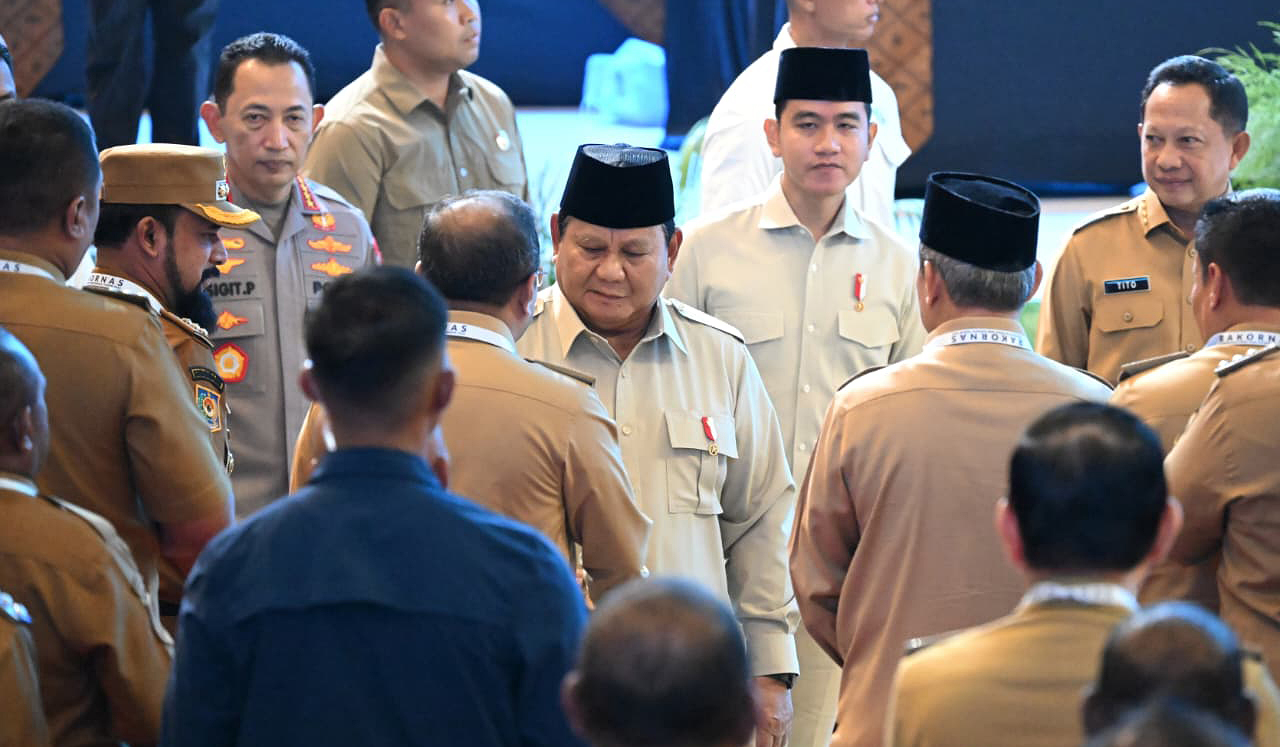 Prabowo buka Rakornas Pemerintah Pusat dan Daerah 2026. (Agus Priatna/SinPo.id/BPMI Setpres)