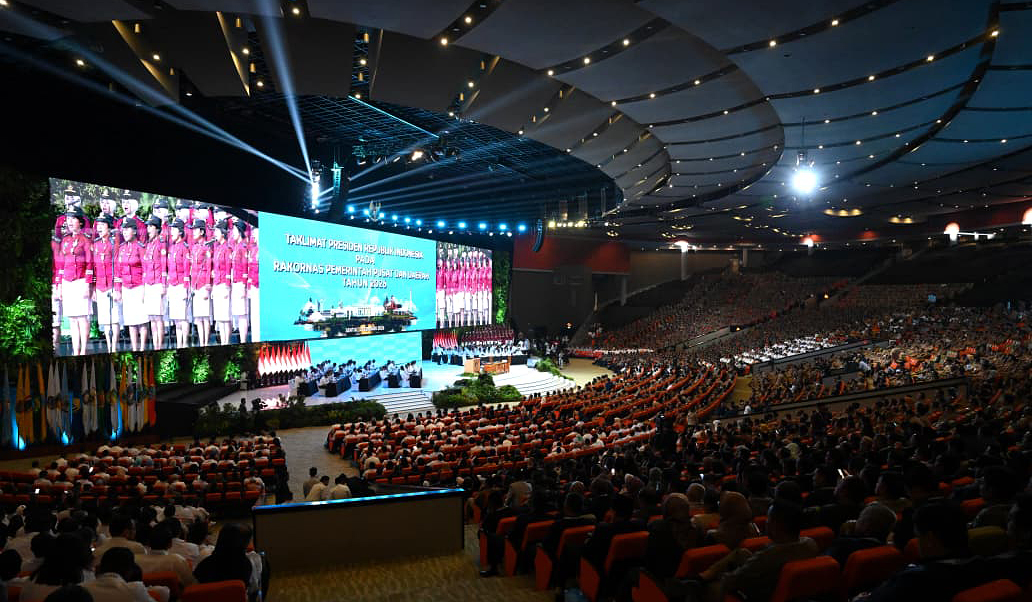 Prabowo buka Rakornas Pemerintah Pusat dan Daerah 2026. (Agus Priatna/SinPo.id/BPMI Setpres)