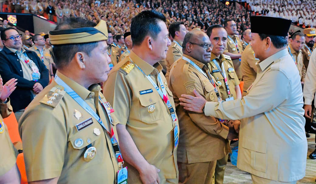 Prabowo buka Rakornas Pemerintah Pusat dan Daerah 2026. (Agus Priatna/SinPo.id/BPMI Setpres)