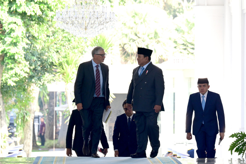 Presiden Prabowo Subianto menerima kunjungan kehormatan Tokoh Filantropi Dunia dan Pendiri Gates Foundation Bill Gates di Istana Merdeka (Ashar/Foto:Muchlis Jr-Setpres/SinPo.id)