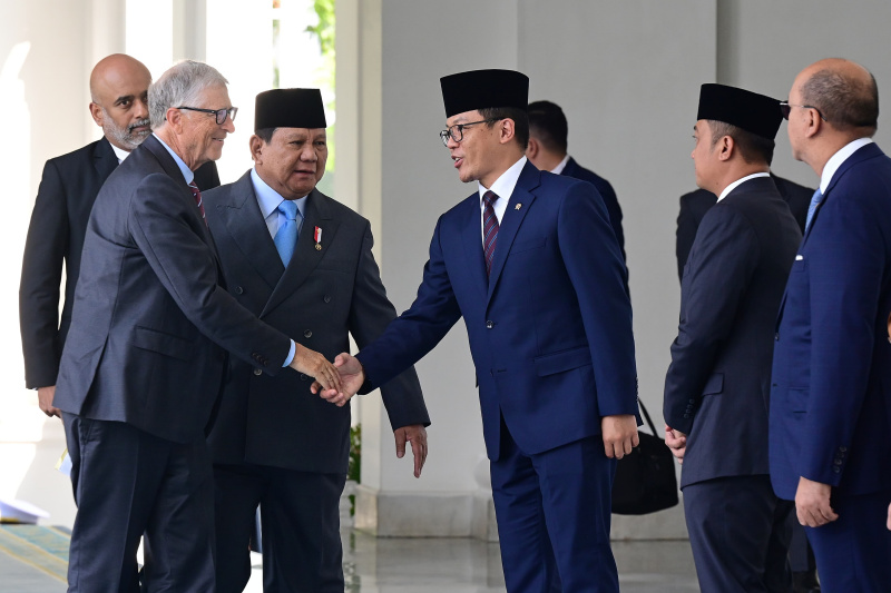 Presiden Prabowo Subianto menerima kunjungan kehormatan Tokoh Filantropi Dunia dan Pendiri Gates Foundation Bill Gates di Istana Merdeka (Ashar/Foto:Muchlis Jr-Setpres/SinPo.id)