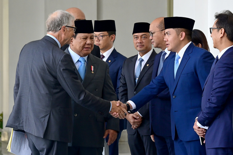 Presiden Prabowo Subianto menerima kunjungan kehormatan Tokoh Filantropi Dunia dan Pendiri Gates Foundation Bill Gates di Istana Merdeka (Ashar/Foto:Muchlis Jr-Setpres/SinPo.id)