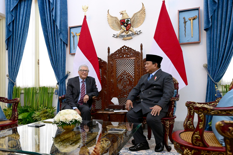 Presiden Prabowo Subianto menerima kunjungan kehormatan Tokoh Filantropi Dunia dan Pendiri Gates Foundation Bill Gates di Istana Merdeka (Ashar/Foto:Muchlis Jr-Setpres/SinPo.id)