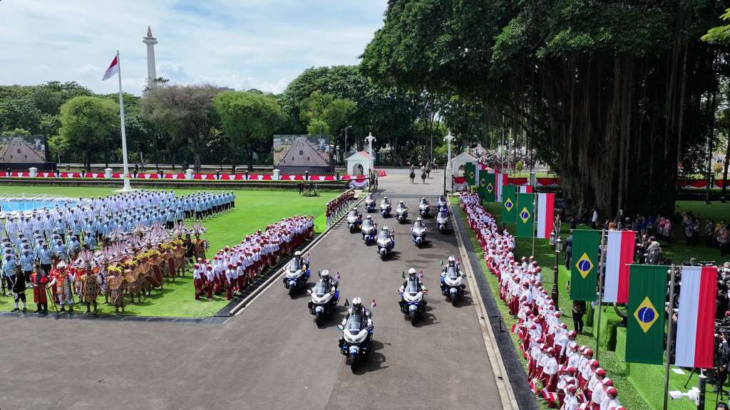 Presiden Prabowo menerima kunjungan kenegaraan Presiden Brazil Lula da Silva di Istana Merdeka (Ashar/Foto: BiroSetpres/SinPo.id)