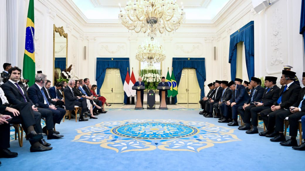 Presiden Prabowo menerima kunjungan kenegaraan Presiden Brazil Lula da Silva di Istana Merdeka (Ashar/Foto: BiroSetpres/SinPo.id)