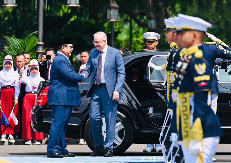 Presiden Prabowo Subianto menerima kunjungan kenegaraan PM Australia Anthony Albanese di Istana Merdeka (Ashar/Foto:Laily-Biro Setpres/SinPo.id)