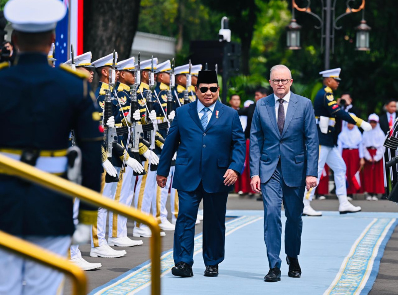 Presiden Prabowo Subianto menerima kunjungan kenegaraan PM Australia Anthony Albanese di Istana Merdeka (Ashar/Foto:Laily-Biro Setpres/SinPo.id)