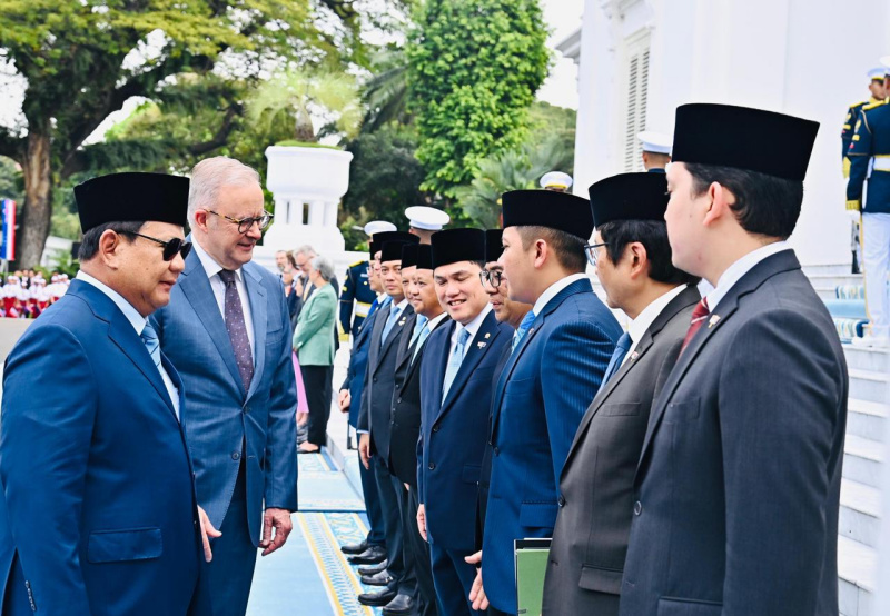 Presiden Prabowo Subianto menerima kunjungan kenegaraan PM Australia Anthony Albanese di Istana Merdeka (Ashar/Foto:Laily-Biro Setpres/SinPo.id)