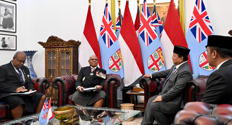 Presiden Prabowo Subianto menerima kunjungan PM Fiji Sitiveni Rabuka di Istana (Ashar/Foto:Cahyo Setpres/SinPo.id)
