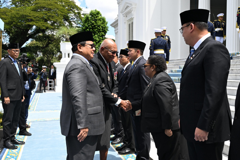 Presiden Prabowo Subianto menerima kunjungan PM Fiji Sitiveni Rabuka di Istana (Ashar/Foto:Cahyo Setpres/SinPo.id)