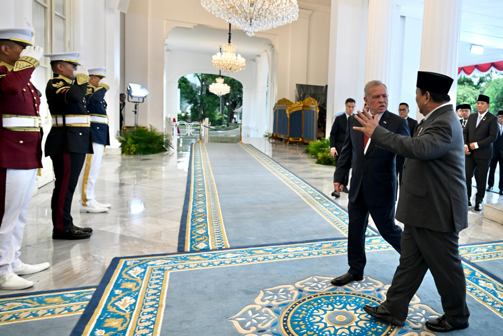 Presiden Prabowo Subianto menerima kunjungan kenegaraan Raja YordaniaHasyimiah Abdullah II Ibnu Al Hussein di Istana Merdeka (Ashar/Foto: BiroSetpres/SinPo.id)