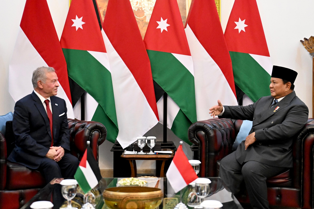 Presiden Prabowo Subianto menerima kunjungan kenegaraan Raja YordaniaHasyimiah Abdullah II Ibnu Al Hussein di Istana Merdeka (Ashar/Foto: BiroSetpres/SinPo.id)