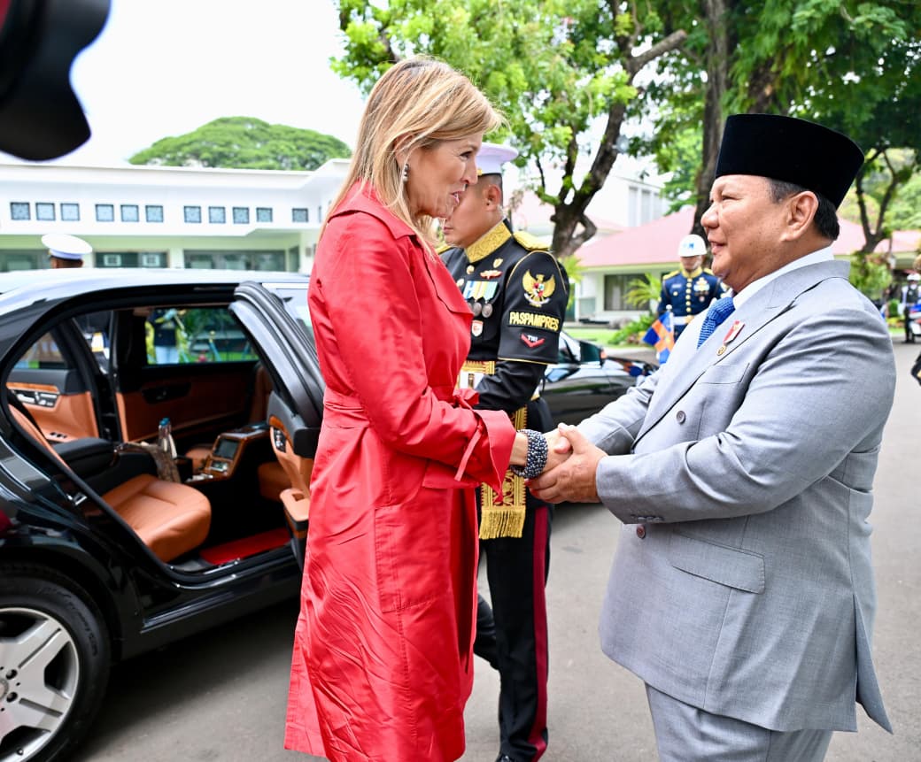 Presiden Prabowo Subianto menerima kunjungan kenegaraan Ratu Maxima dari Kerajaan Belanda di Istana Merdeka (Ashar/Foto: BiroSetpres/SinPo.id)