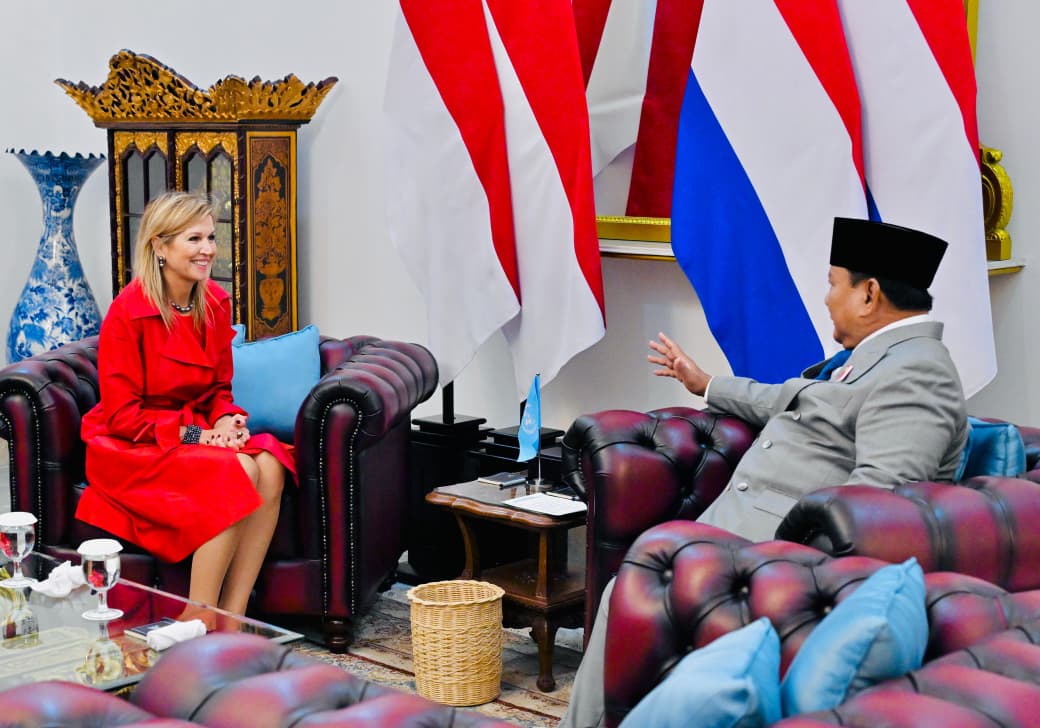 Presiden Prabowo Subianto menerima kunjungan kenegaraan Ratu Maxima dari Kerajaan Belanda di Istana Merdeka (Ashar/Foto: BiroSetpres/SinPo.id)