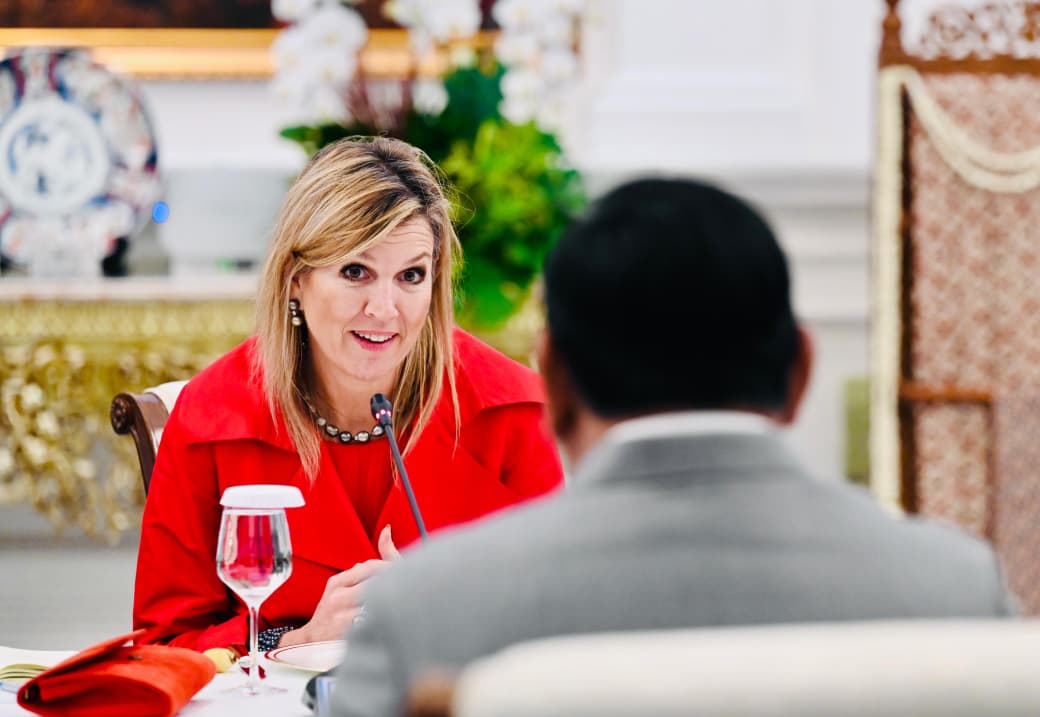 Presiden Prabowo Subianto menerima kunjungan kenegaraan Ratu Maxima dari Kerajaan Belanda di Istana Merdeka (Ashar/Foto: BiroSetpres/SinPo.id)