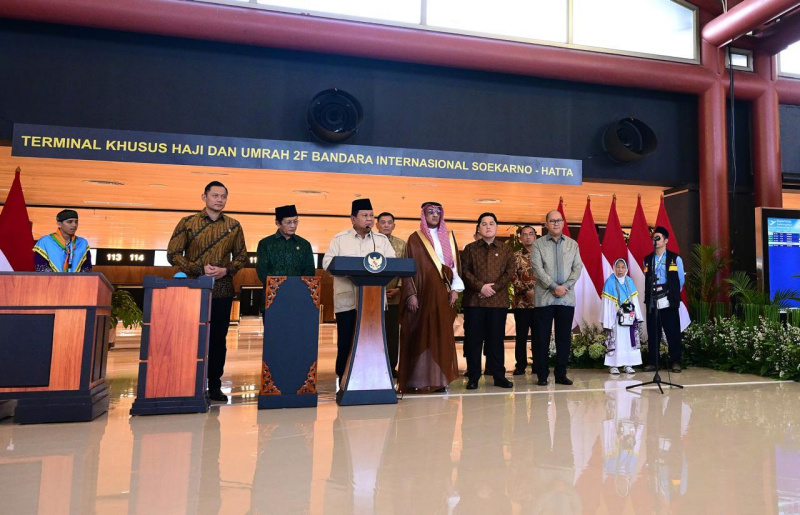 Presiden Prabowo Subianto meresmikan terminal khusus Haji dan Umrah 2F di Bandara Internasional Soekarno Hatta (Ashar/Foto:Muchlis Jr-Setpres/SinPo.id)