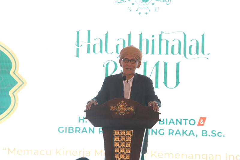 Presiden terpilih Prabowo Subianto dan Wakil Presiden terpilih Gibran Rakabuming Raka menghadiri  acara halal bihalal PBNU (Ashar/SinPo.id)