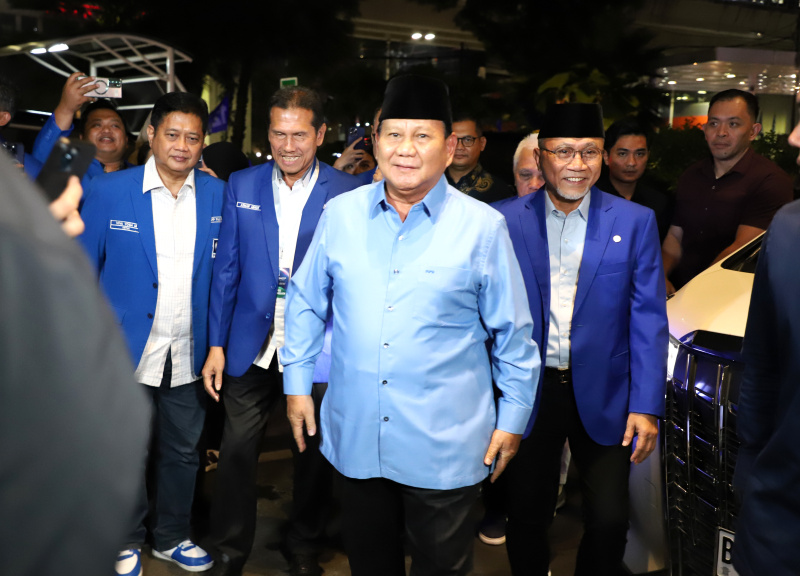 Presiden terpilih Prabowo Subianto hadiri Rakornas PAN di Hotel JS Luwansa (Ashar/SinPo.id)