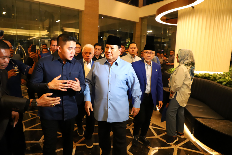 Presiden terpilih Prabowo Subianto hadiri Rakornas PAN di Hotel JS Luwansa (Ashar/SinPo.id)