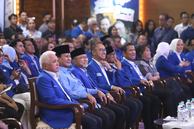Presiden terpilih Prabowo Subianto hadiri Rakornas PAN di Hotel JS Luwansa (Ashar/SinPo.id)