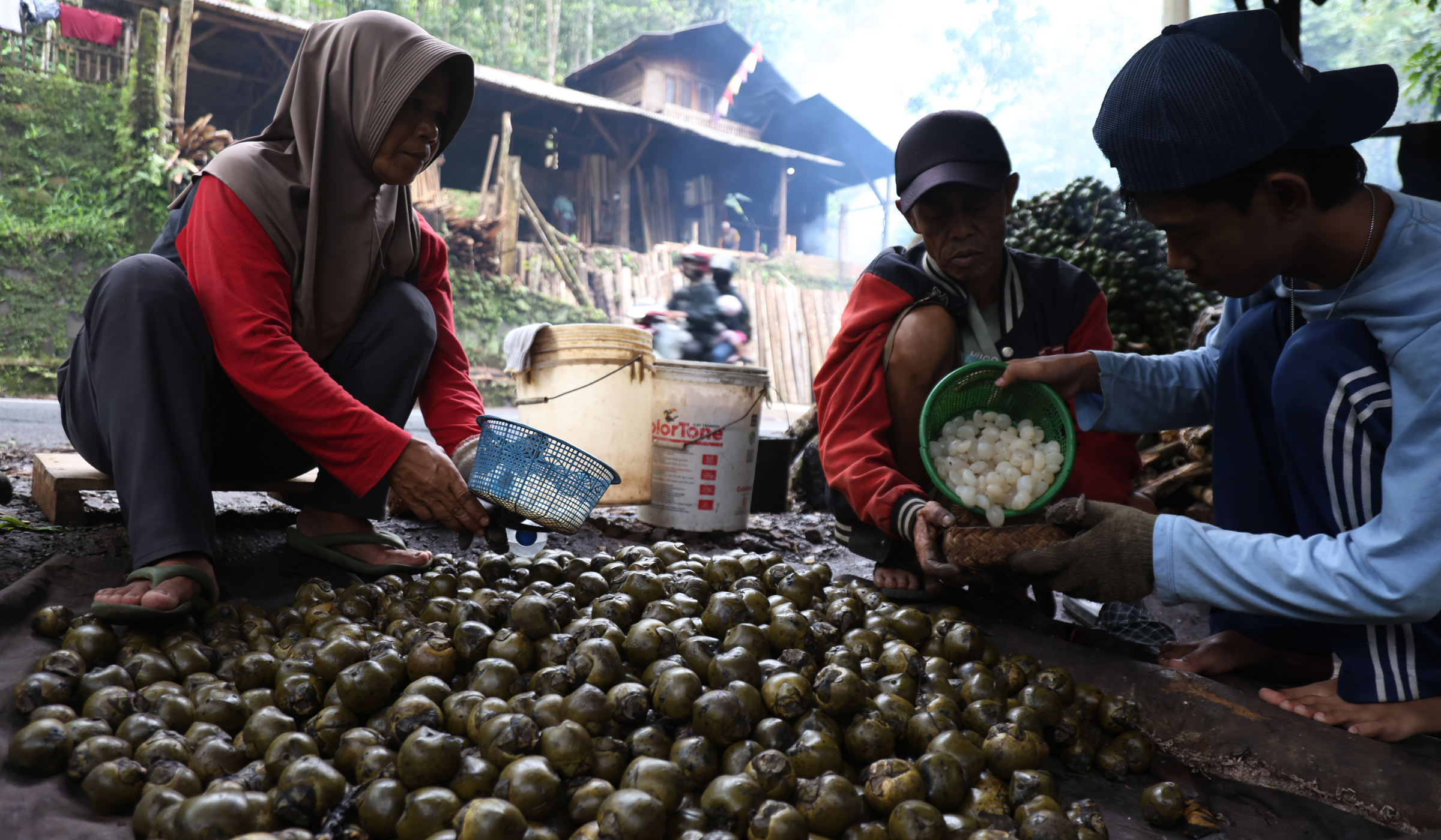 Perajin kolang kaling Tasikmalaya. (Agus Priatna/SinPo.id)