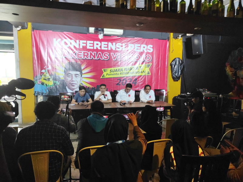 Projo menggelar jumpa pers terkait persiapan Rakernas VI (Ashar/SinPo.id)